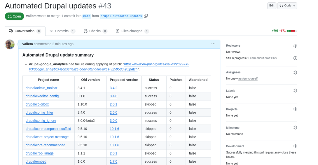 Github automated updates